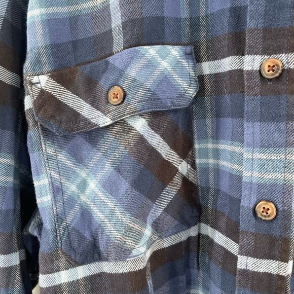 JACHS Heritage Flannel Button Down Shirt Mens Size XXL Heavyweight Blue Plaid - Picture 5 of 11
